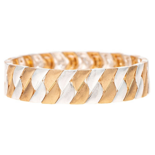 Two-Toned Interlocked Twist Link Bracelet