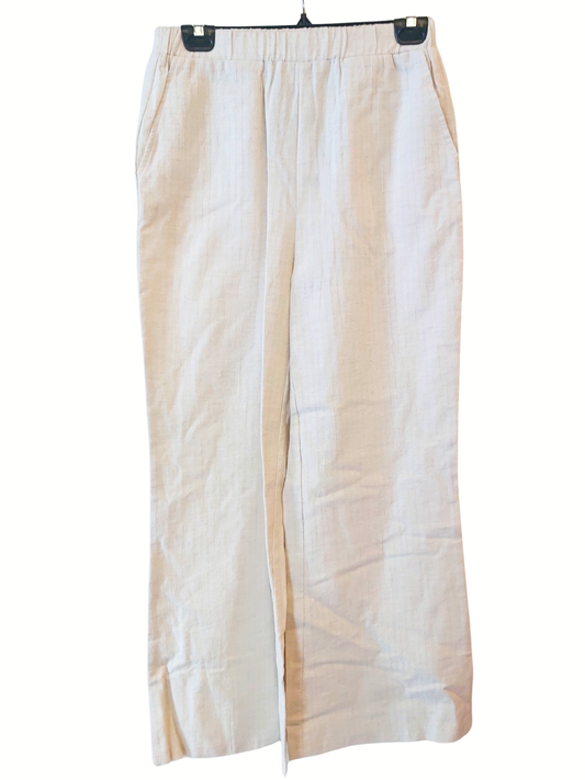 Beige Wide Leg Cotton Pant