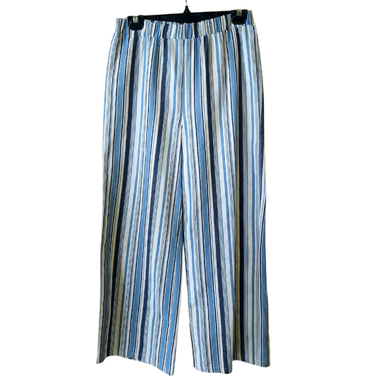 Blue and White Stripe Wide Leg Pant