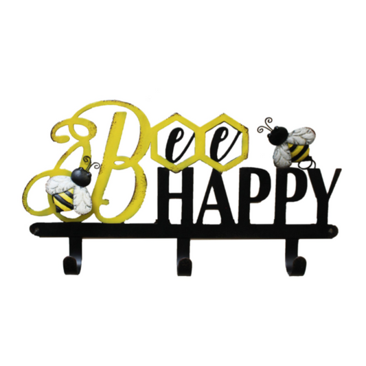 Bee Happy Hook - Metal 15" x 8"