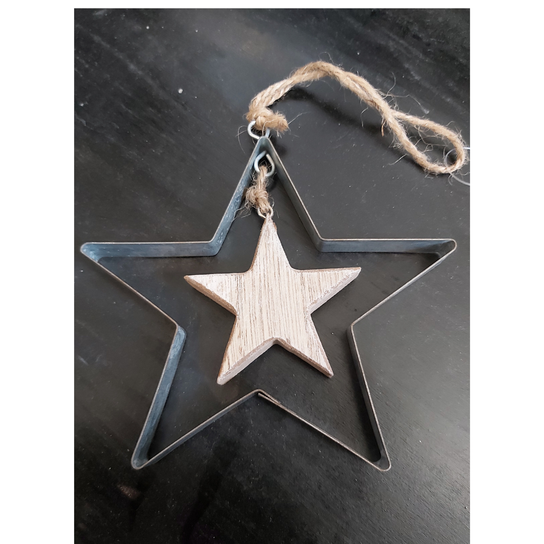 Wood and Zinc Star Ornament