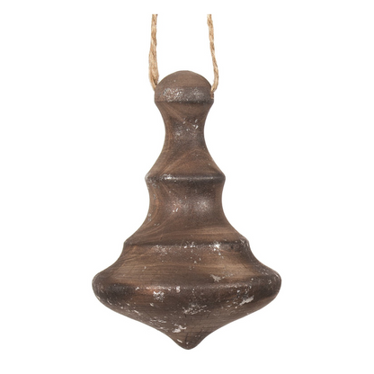 Brown Wood Mini Finial Ornament with Silver Foil (2 Styles)