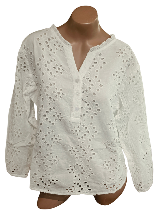 White Eyelet Top