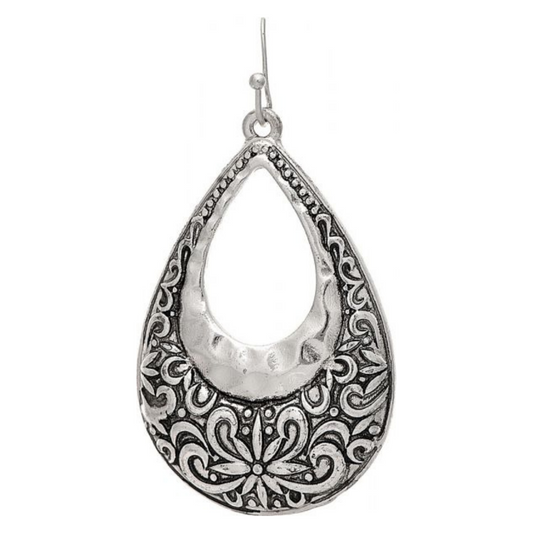 Rain - Oxidized Silver Look Teardrop Earrings