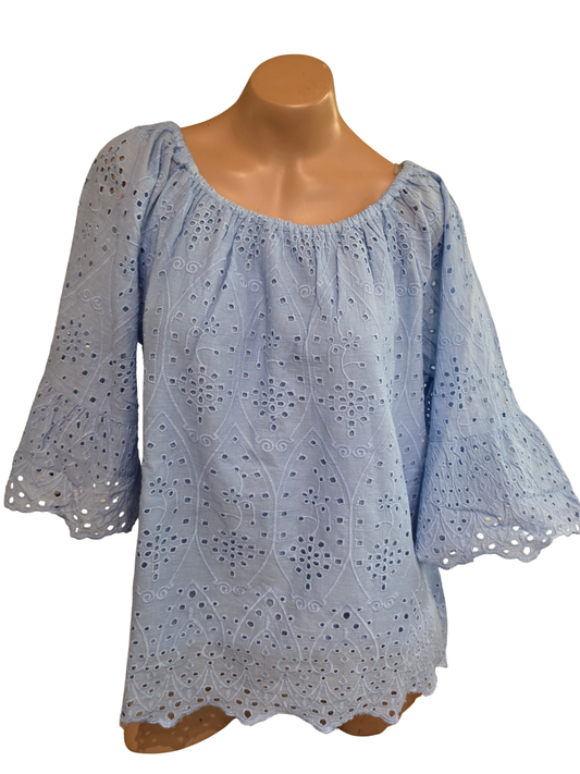 Sky Blue Eyelet Top