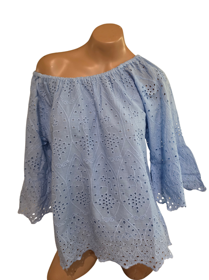 Sky Blue Eyelet Top