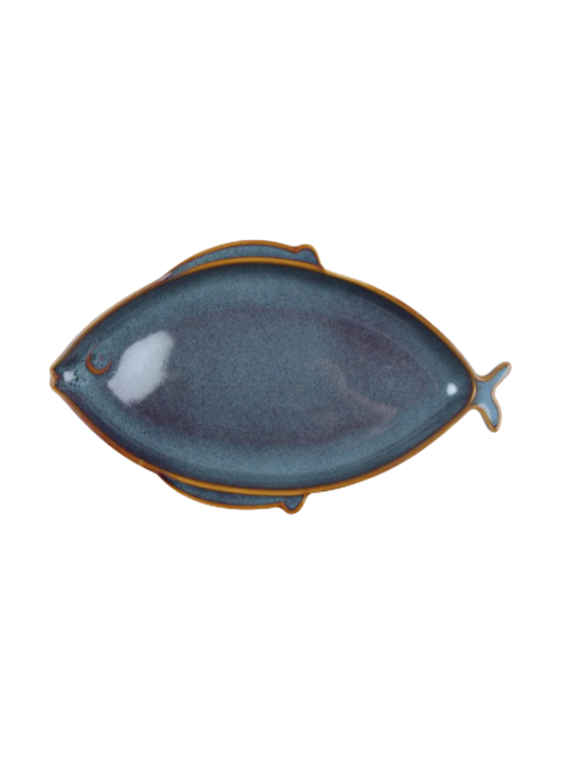 Medium Blue Fish Serving Plate