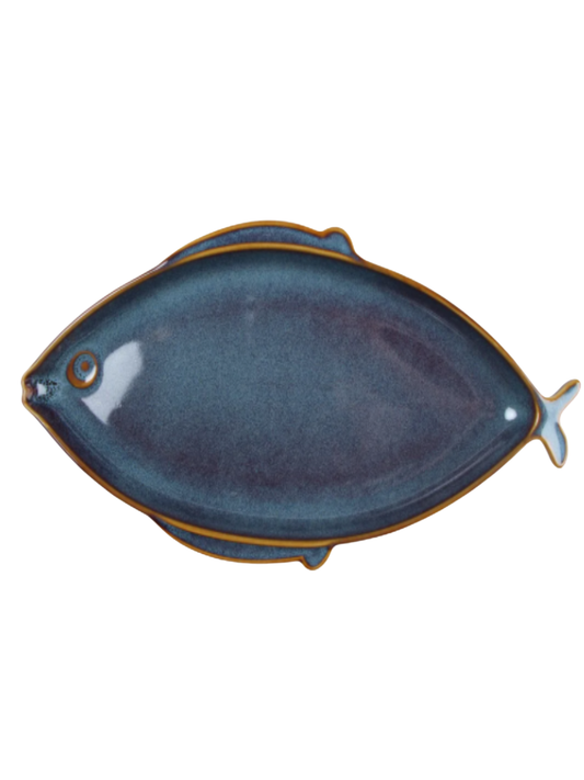 Large Blue Fish Serving Plate