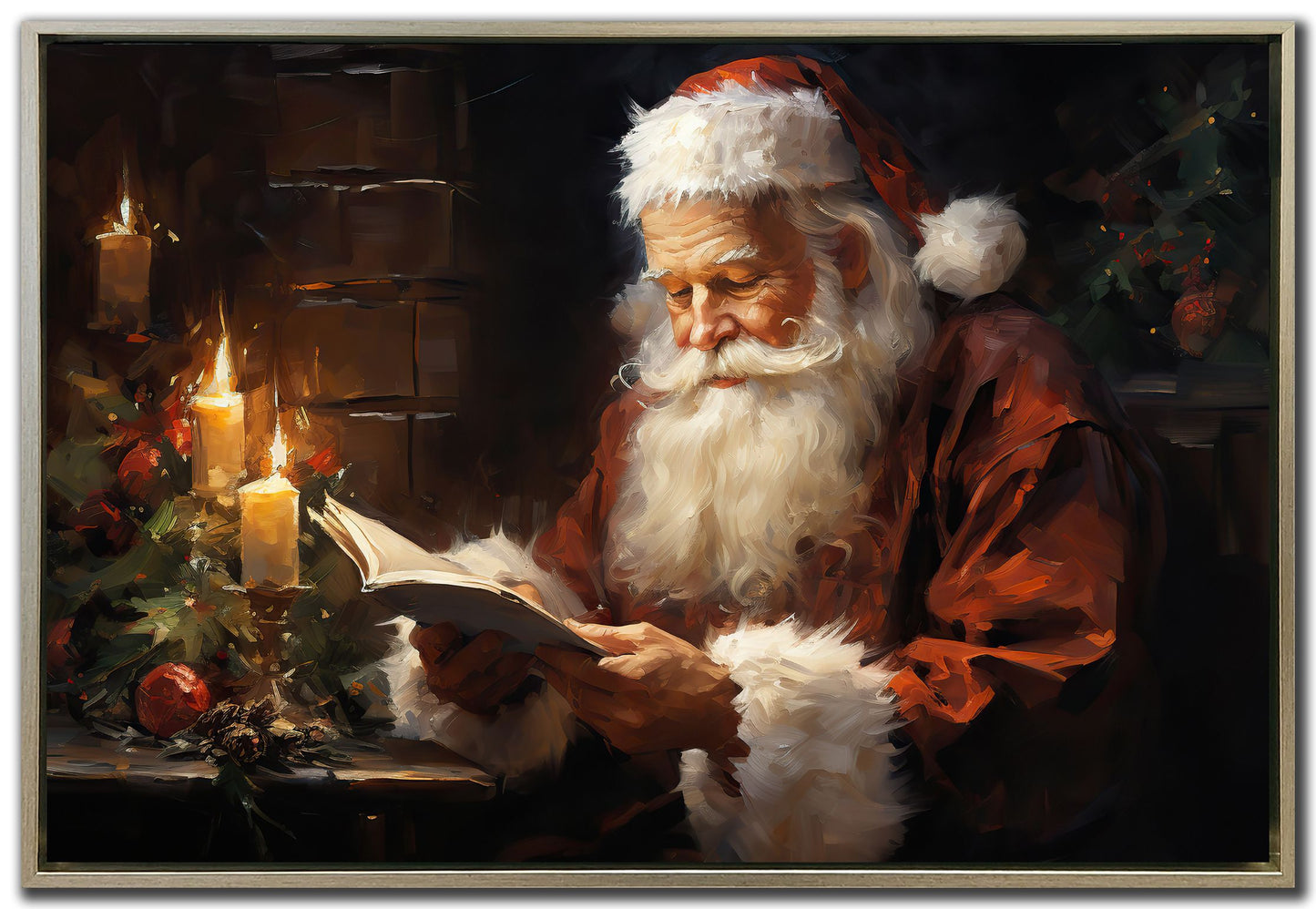 Santa with Candlelight and Book Print *Store Pick Up Only