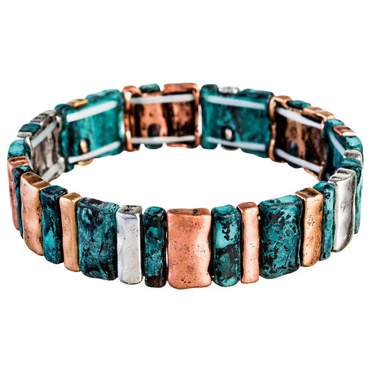 Patina Multi Metal Wide Narrow Bars Bracelet