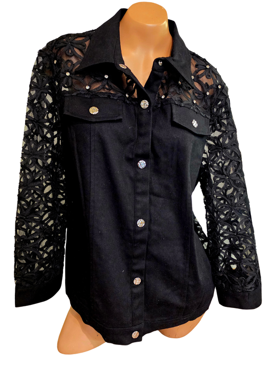 Black Jacket with Sheer Sleeve