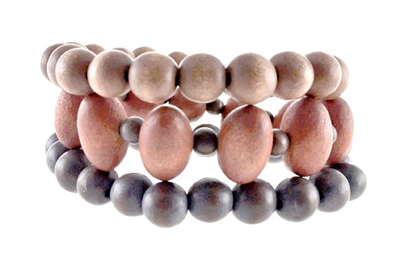 Pink and Purple Beaded Bracelets- Set of 3