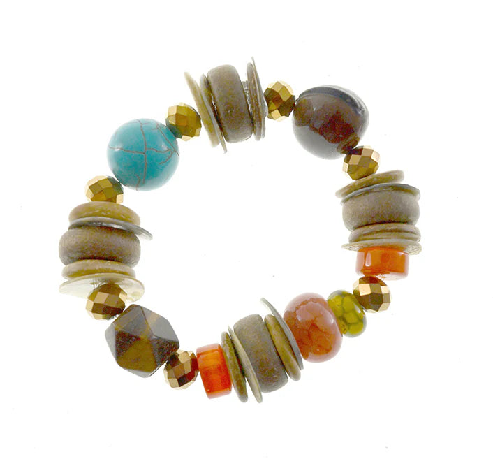 Orange and Turquoise Beaded Bracelet