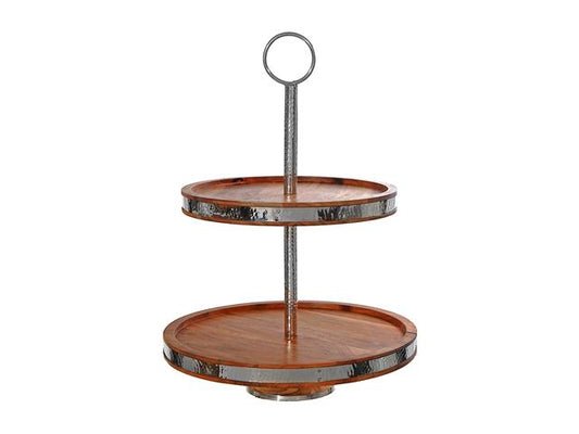 2 Tier Wood and Metal Cake Stand