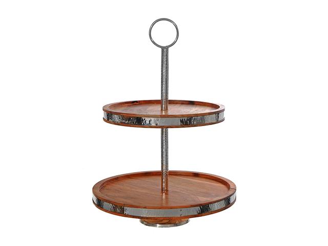 2 Tier Wood and Metal Cake Stand