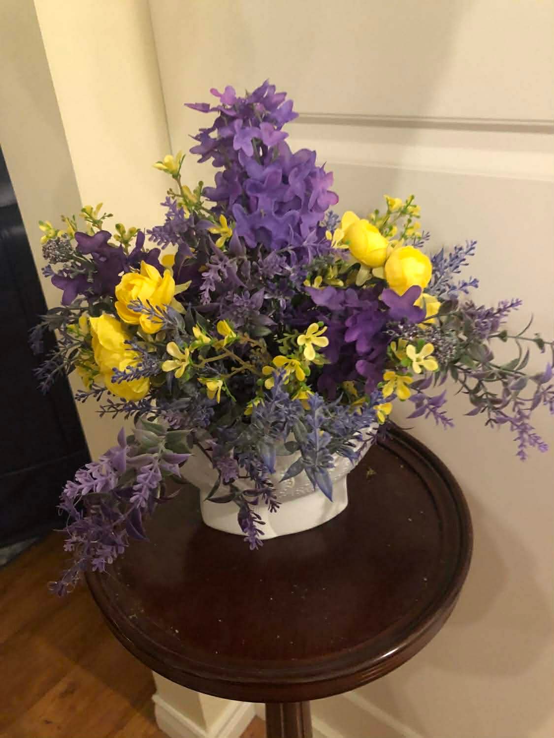 Kaiser Vase with Yellow and Purple Floral *Pick Up Only - Joshua & Company