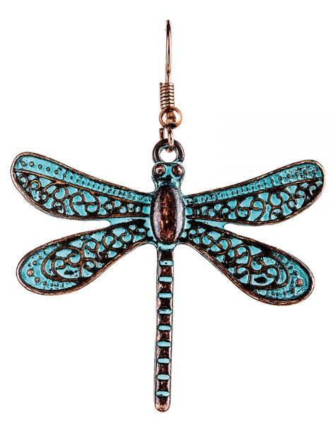 Copper Patina Finish Dragonfly Earring