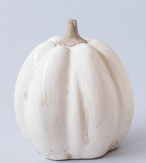 White Ceramic Pumpkin - Small