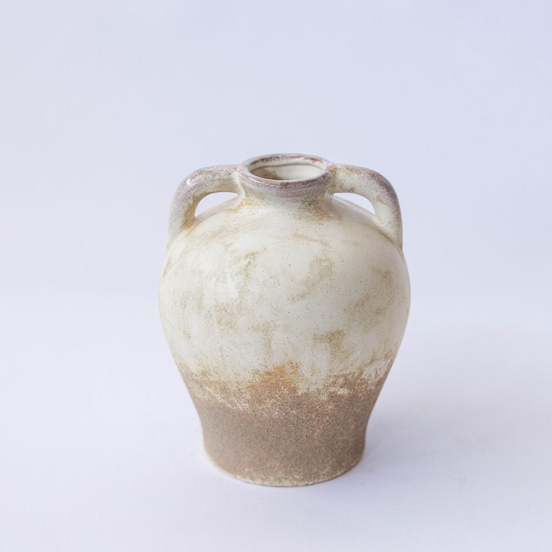 Cream and Brown Vase - 2 Handles