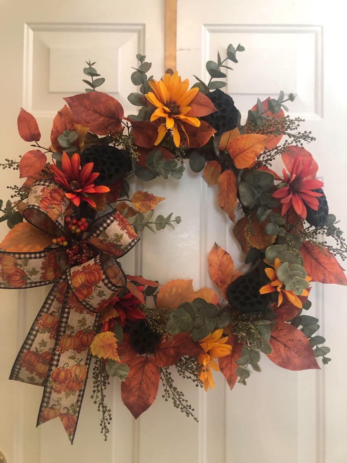 Fall Wreath with Pumpkin Ribbon *Store Pick Up Only