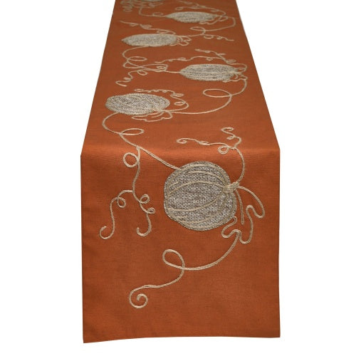 Burlap Pumpkin Rust Table Runner Linen Blend 14" x 72"