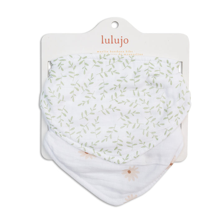Lulujo Vintage Bandana Bibs Daisies and Greenery