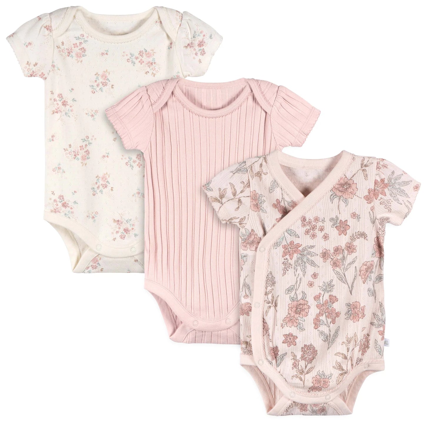 Pink Kimona Bodysuit - 3 Pack - 6-9M