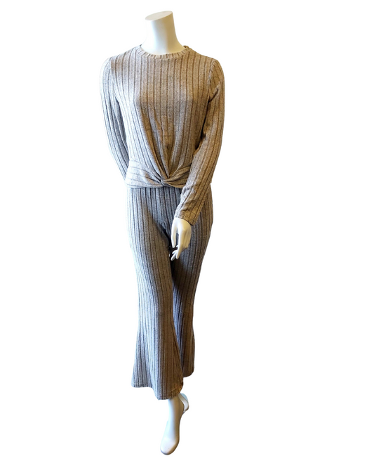 Beige Lined Top with Matching Pants (2pc Set)