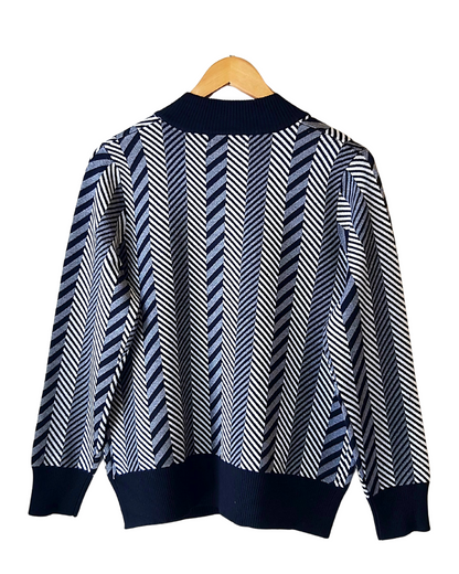 Black and White Zipper Cardigan