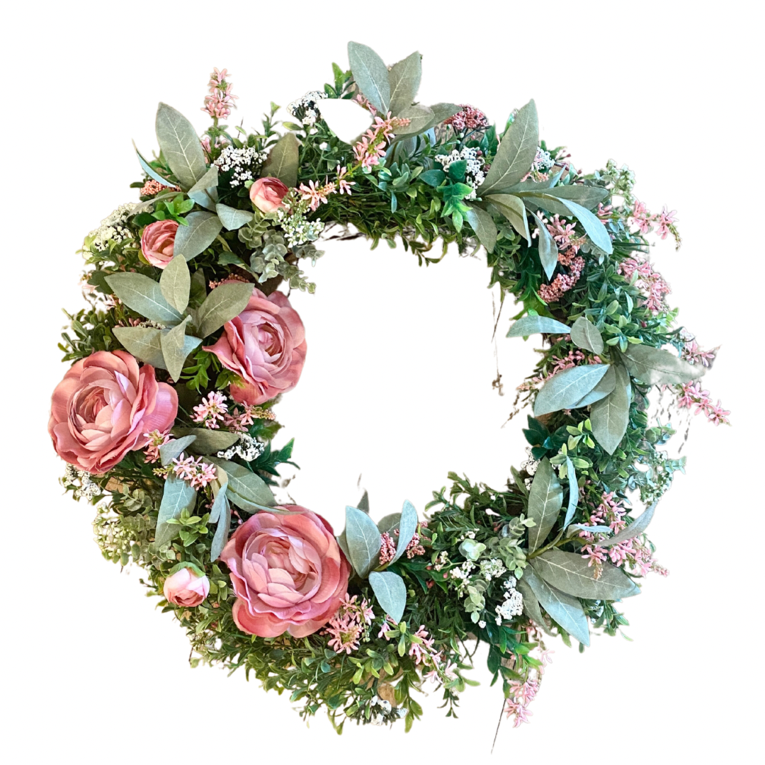 Pink Rose Wreath **Store Pickup Only**