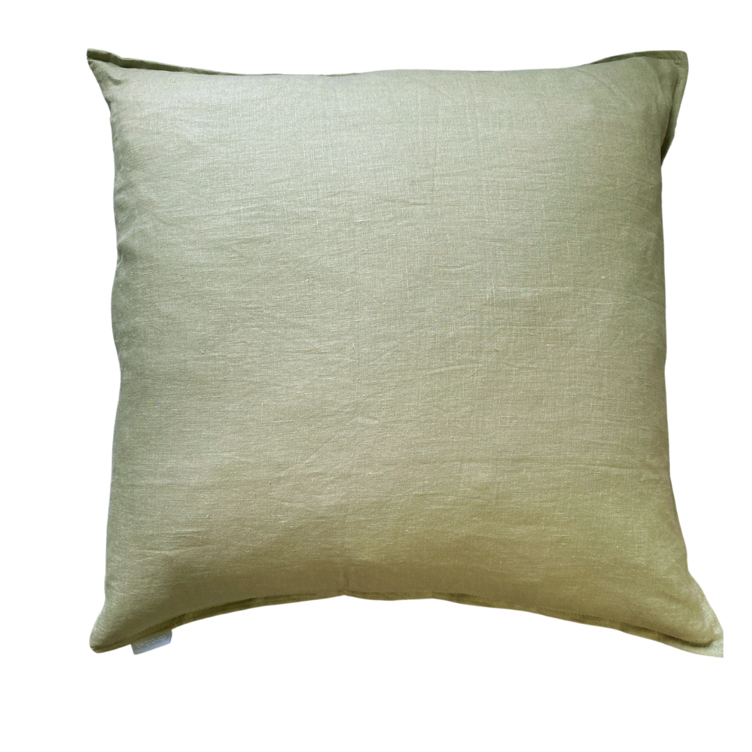 Linen Feather Cushion 20" - Green Tea