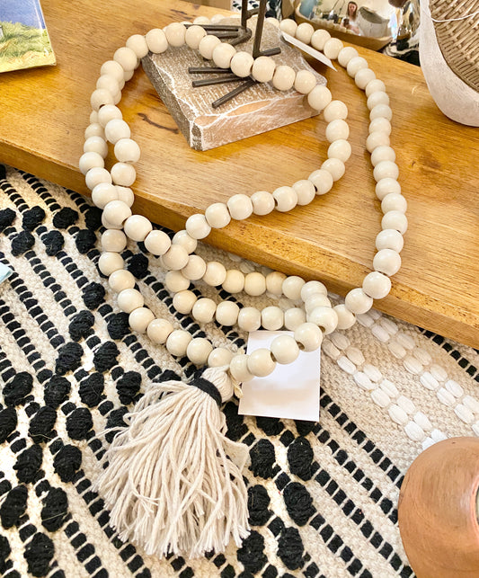 Ivory Bead Garland with Tassel