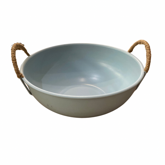 Robin's Egg Blue Bowl with Jute Handles