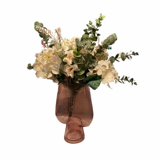 White Hydrangea, Eucalyptus Vase Drop In
