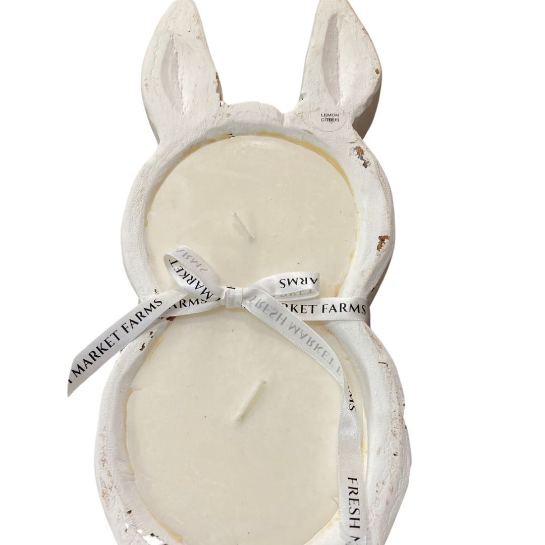 Wooden Bunny Dough Bowl Candle -  Assorted