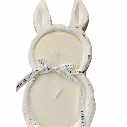 Wooden Bunny Dough Bowl Candle -  Assorted