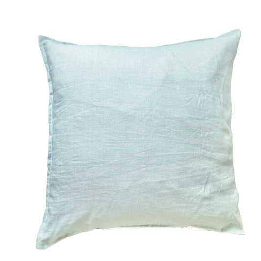Linen Feather Cushion 20" - Soft Aqua
