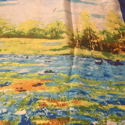 Blue with Greens and Yellows Landscape Scarf