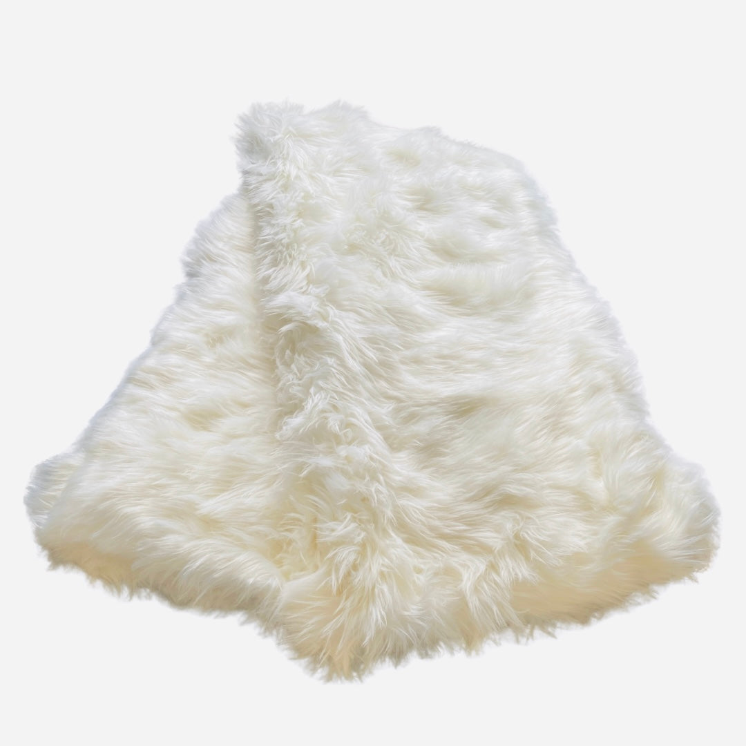 Ivory Faux Fur Throw Blanket