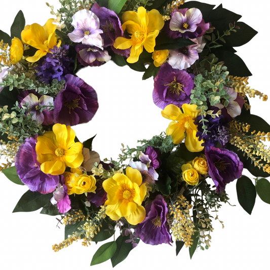 Yellow and Purple Flowers Wreath