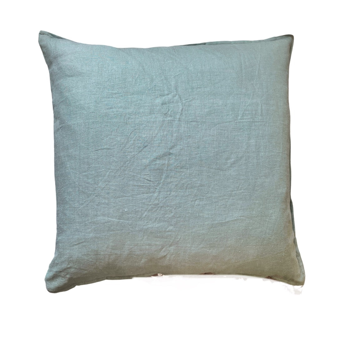 Linen Feather Cushion 20" - Stone Blue