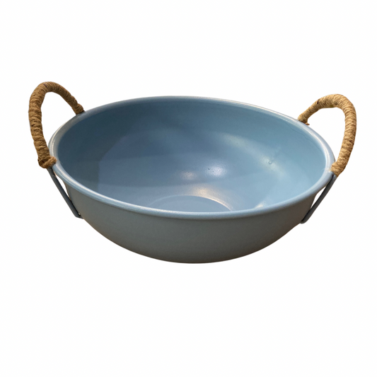Periwinkle Blue Bowl with Jute Handles