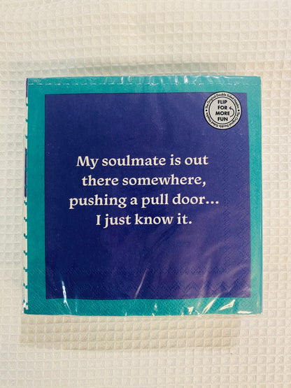 Humorous Reversible Cocktail Napkin Teenage Cat