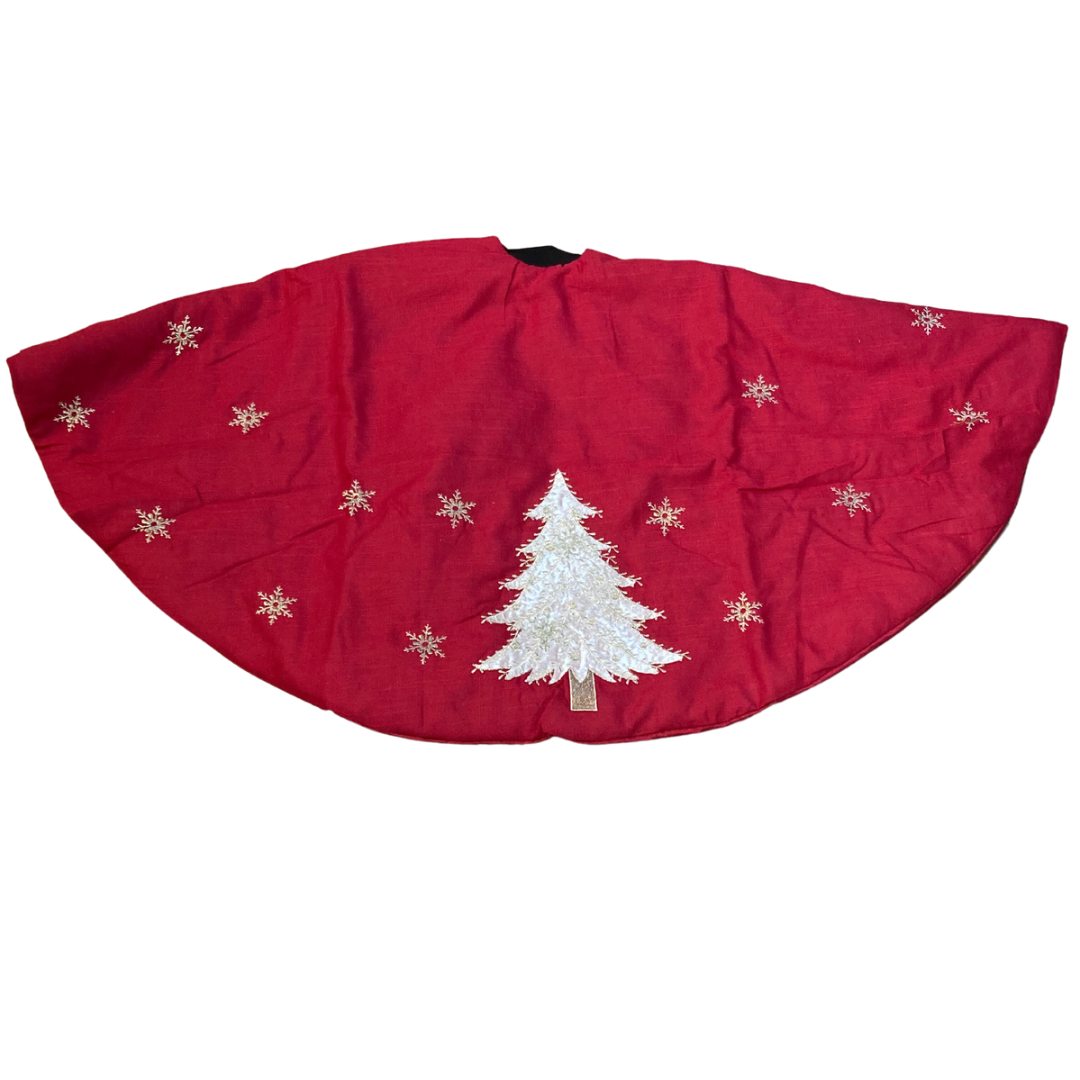 Red Tree Skirt with White Tree