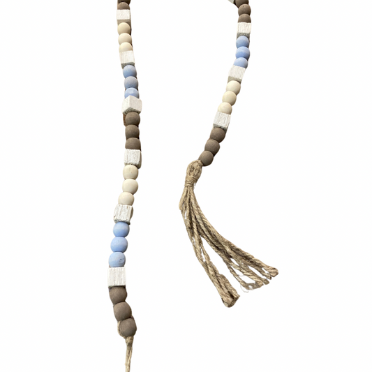 Blue and Natural String of Decorative Beads