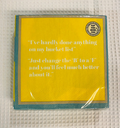 Humorous Reversible Cocktail Napkin B to F