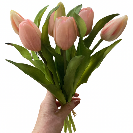 Pink Real Touch Tulips 12"