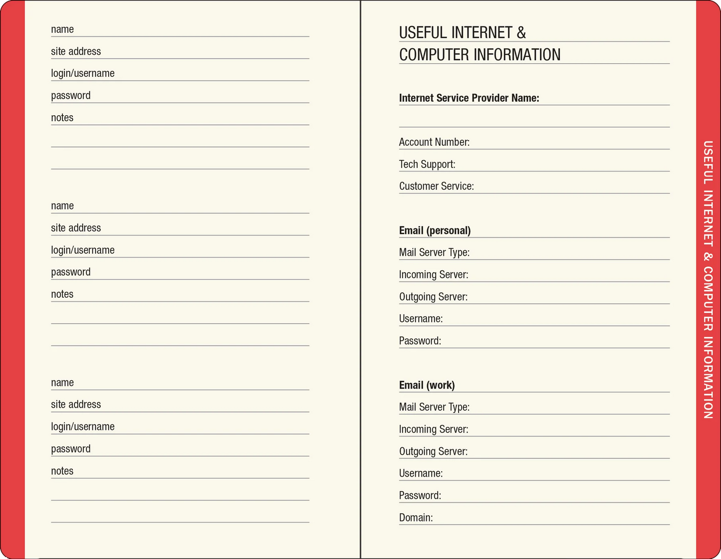 Mushroom Internet Address & Password Logbook