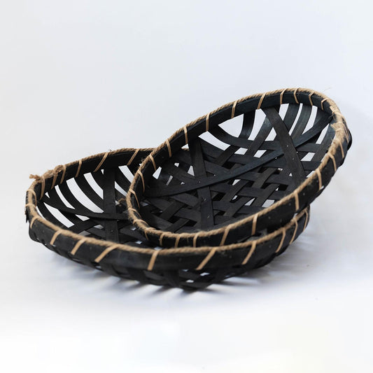 Black Round Woven Tray - Assorted Sizes
