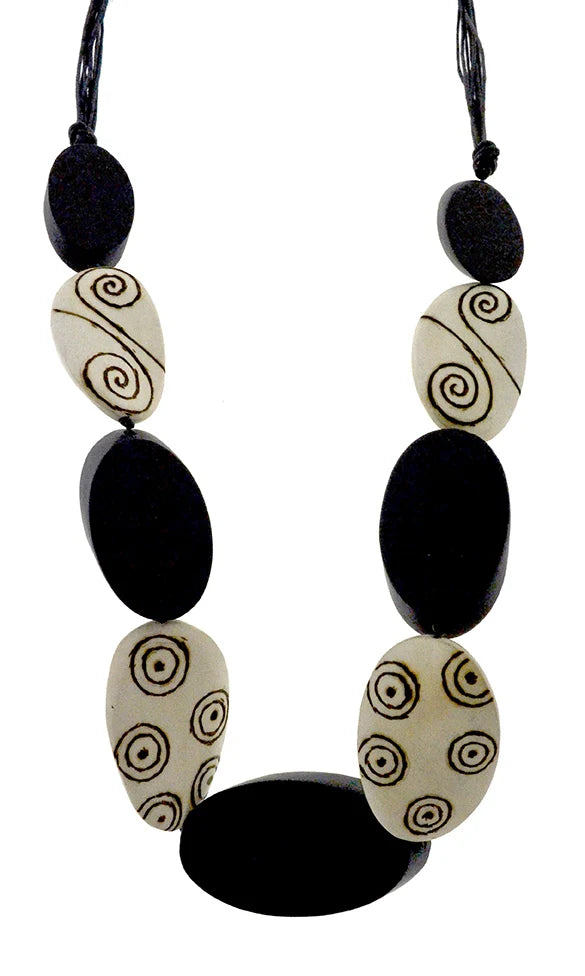 Black and White Beaded Necklace
